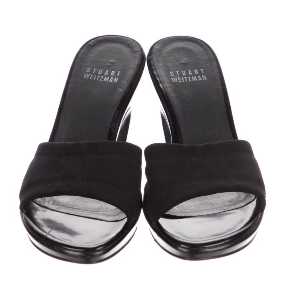 Stuart Weitzman Black Block Sandal Slidea With Pl… - image 5